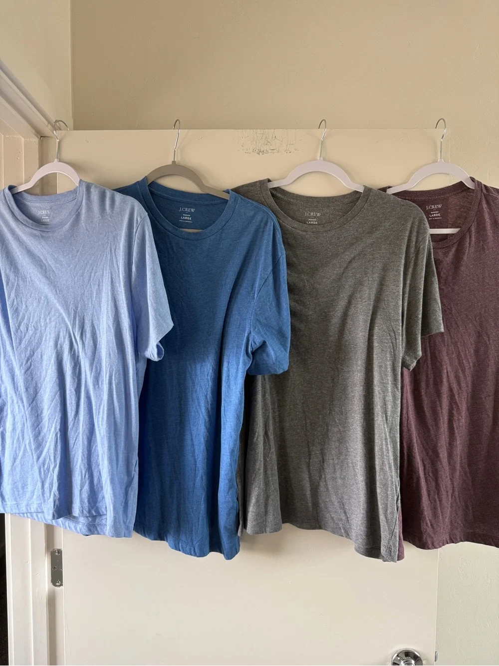 J. Crew Short Sleeve Crewneck Tees — Light Blue, Blue, Gray, Burgundy